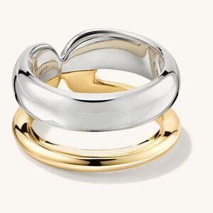Mejuri Silver and Gold Stacked Rings